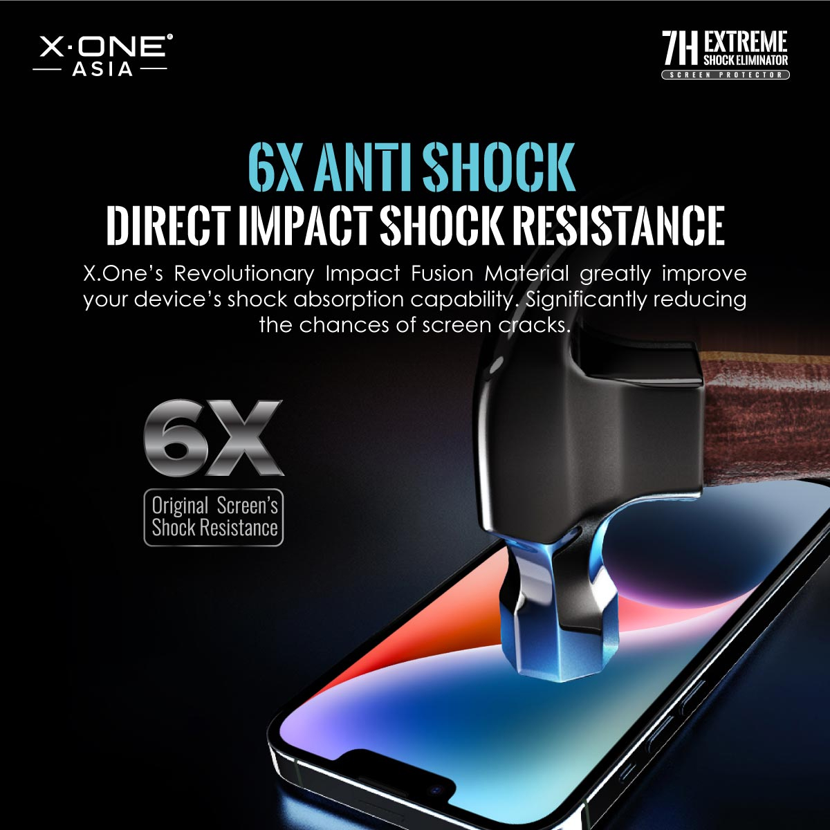 X-ONE PELLICOLA IN VETRO TEMPERATO Extreme Shock Eliminator 4th Gen 2.5D FULL SCREEN PER SMATHPHONE APPLE iPhone 15 / iPhone 14 PRO